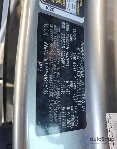 2023 Kia Niro Lx z USA, uszkodzony, nr VIN KNDCP3LE5P5064808